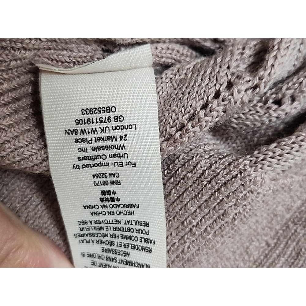 Free People Mauve Ruffles Cardigan Size S Diamond Pattern Linen Blend - Picture 7 of 16